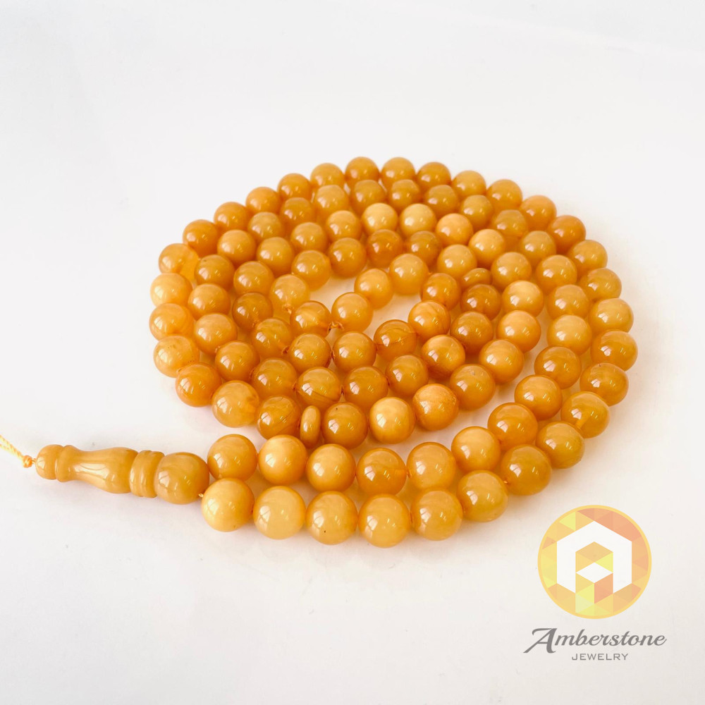 عنبر البلطيق العتيق، مسبحة إسلامية 33 خرزة، مصباحة عنبر البلطيق الطبيعي