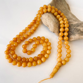 عنبر البلطيق العتيق، مسبحة إسلامية 33 خرزة، مصباحة عنبر البلطيق الطبيعي