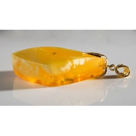 Unique Baltic Amber Pendant Butterscotch Goldplated Silver