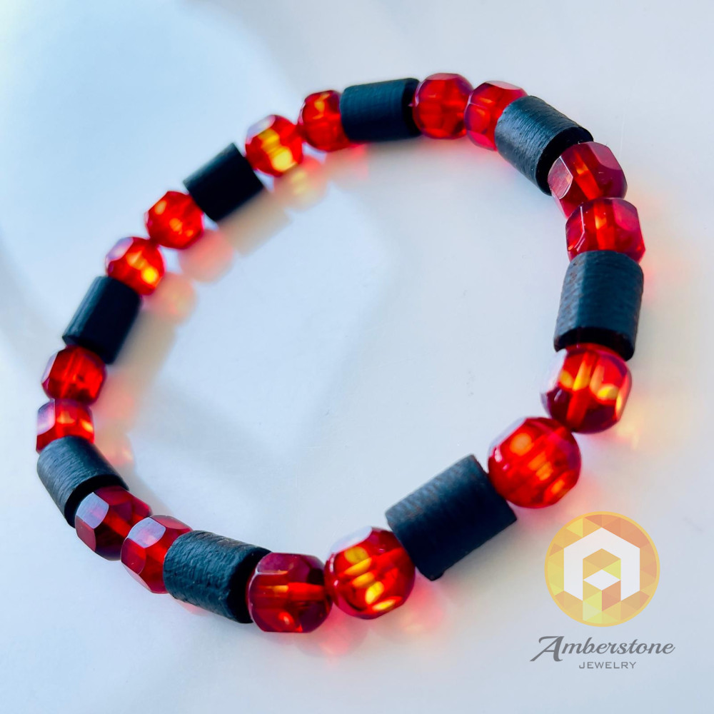 سوار عنبر البلطيق الأصلي المصنوع يدويًا عالي الجودة باللون الليموني الشفاف