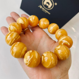 سوار عنبر البلطيق الأصلي المصنوع يدويًا عالي الجودة باللون الليموني الشفاف