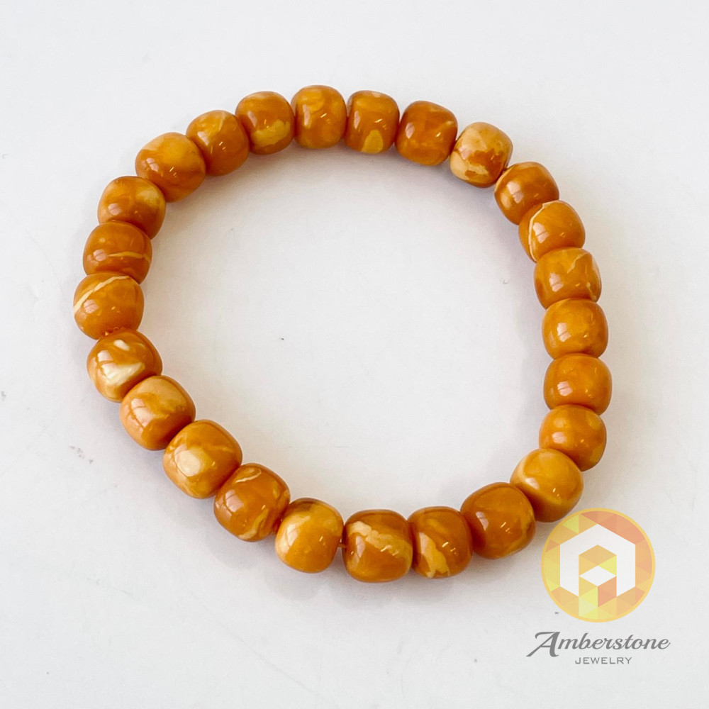 سوار مطرز بالعنبر: طراز كلاسيكي مع عنبر البلطيق الأصلي وعنبر ألماني برتقالي عتيق