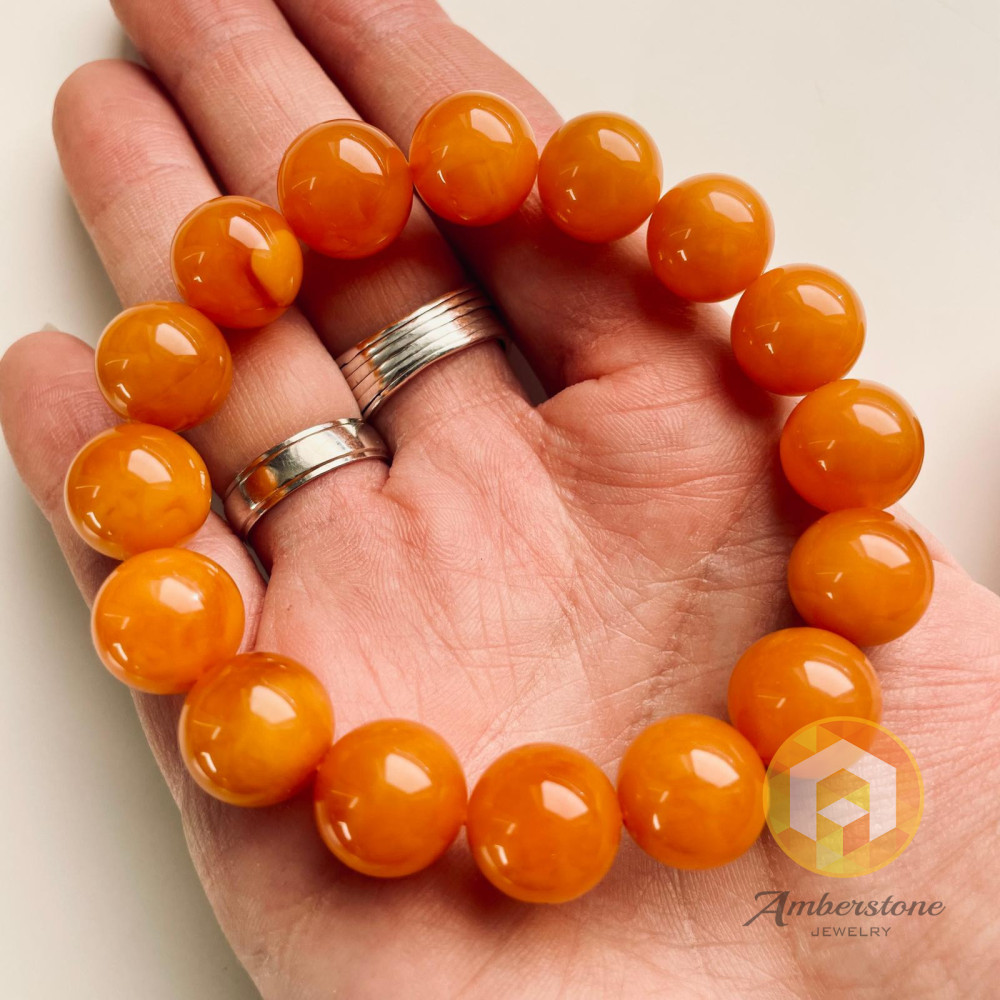Orange Natural Baltic Amber Bracelet, Premium Quality