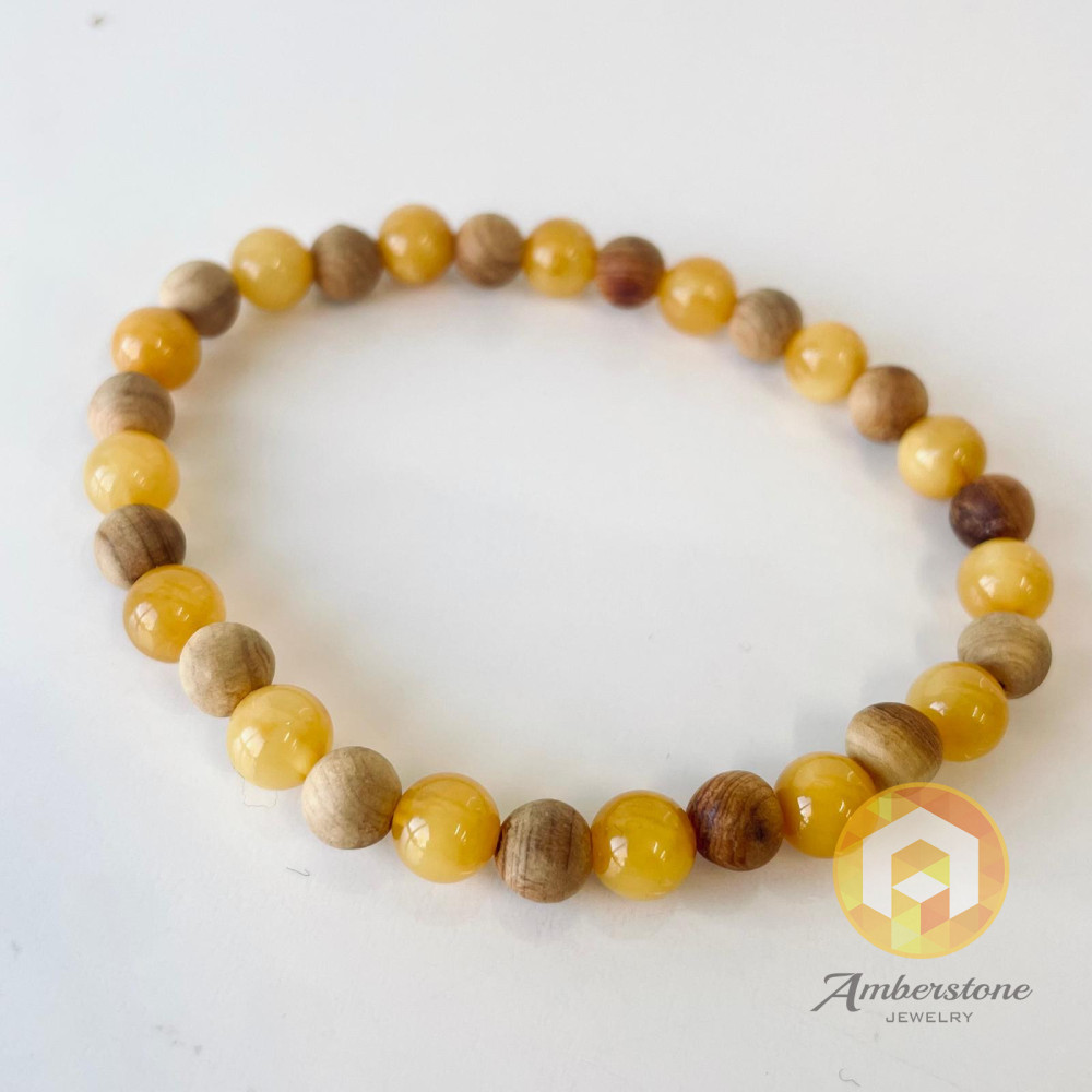 سوار عنبر البلطيق الأصلي المصنوع يدويًا عالي الجودة باللون الليموني الشفاف