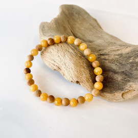 سوار عنبر البلطيق الأصلي المصنوع يدويًا عالي الجودة باللون الليموني الشفاف