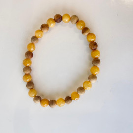 سوار عنبر البلطيق الأصلي المصنوع يدويًا عالي الجودة باللون الليموني الشفاف