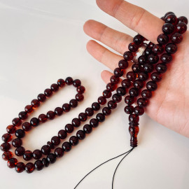 Red Cherry Baltic Amber Islamic Prayer Beads, Muslim Rosary 99 beads