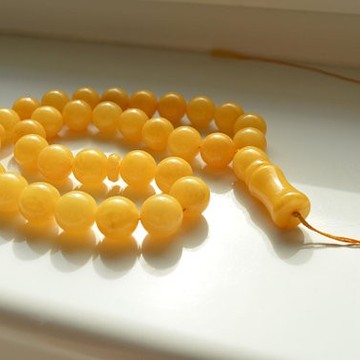 Misbaha Islam Rosary of Genuine Baltic Amber butterscotch Color Beads Handmade