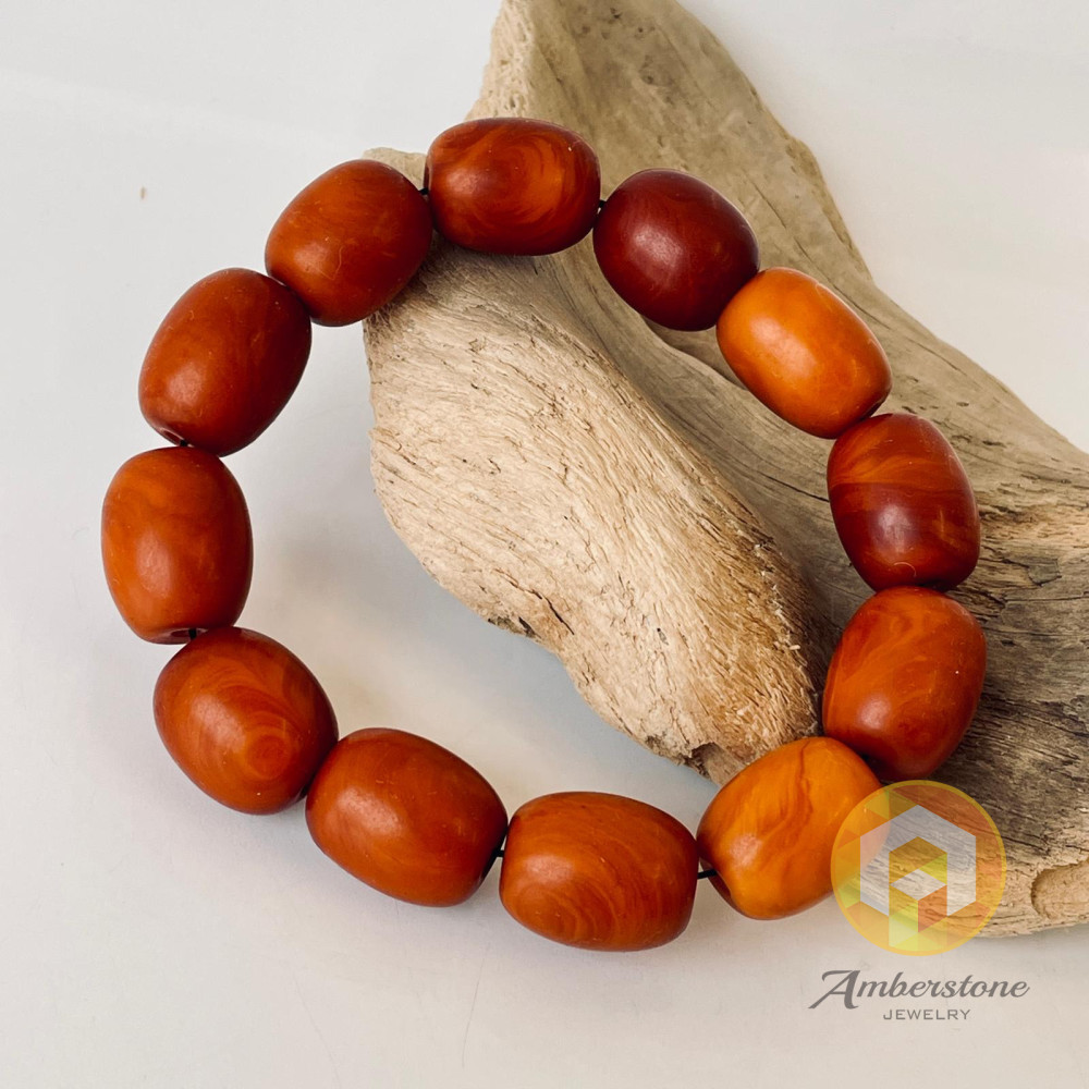 Vintage Amber Bracelet, Old Amber Bracelet