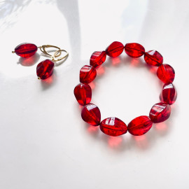 Red Amber Earrings with Gold-plated 925 Silver