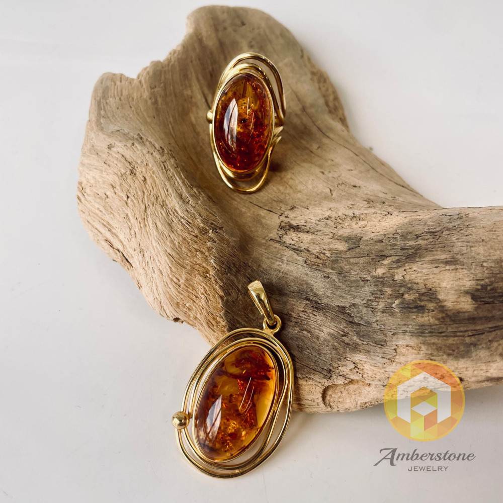 Butterscotch Baltic Amber Pendant, Gold-plated 925 Silver Necklace, Genuine Amber Necklace, 18 g