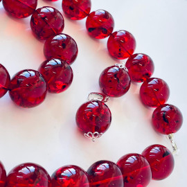 Big Red Earrings made of Natural Amber Red Amber