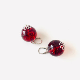 Big Red Earrings made of Natural Amber Red Amber
