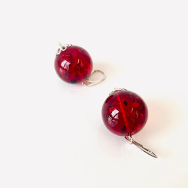 Big Red Earrings made of Natural Amber Red Amber