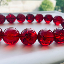 🎥 Big Red Beaded Necklace made of Natural Amber Red Amber