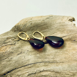 Amber and Gold-plated 925 Silver Earrings and Pendant, Set