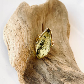 Butterscotch Baltic Amber Ring with Gold-plated...