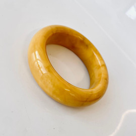 Natural Butterscotch Amber Jewelry Set, Bangle Bracelet, One Piece of Pure Baltic Amber, High Quality