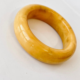 Natural Butterscotch Amber Jewelry Set, Bangle Bracelet, One Piece of Pure Baltic Amber, High Quality