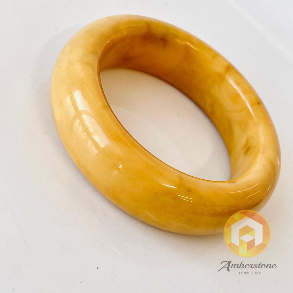 Natural Butterscotch Amber Jewelry Set, Bangle Bracelet, One Piece of Pure Baltic Amber, High Quality