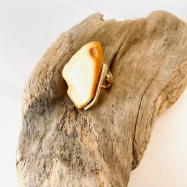 Butterscotch Baltic Amber Ring with Gold-plated...
