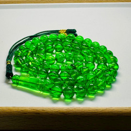 Amber Tespih Green Color Misbaha 66 Beads, Handmade