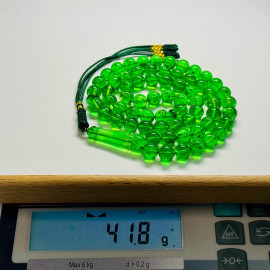 Amber Tespih Green Color Misbaha 66 Beads, Handmade