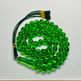 Amber Tespih Green Color Misbaha 66 Beads, Handmade