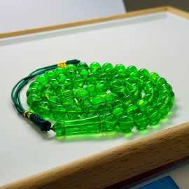 Amber Tespih Green Color Misbaha 66 Beads, Handmade