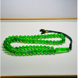 Amber Tespih Green Color Misbaha 66 Beads, Handmade