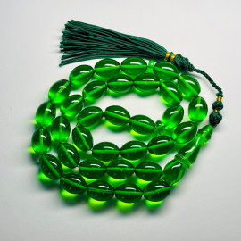 Natural Amber Islamic Prayer Beads, Green Amber Beads