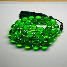 Natural Amber Islamic Prayer Beads, Green Amber Beads