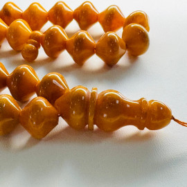 copy of Antique Baltic Amber Misbaha Prayer, Old Baltic Amber Rosary, 33 Barrel Beads 20 x 16 mm, 105 grams