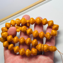 copy of Antique Baltic Amber Misbaha Prayer, Old Baltic Amber Rosary, 33 Barrel Beads 20 x 16 mm, 105 grams