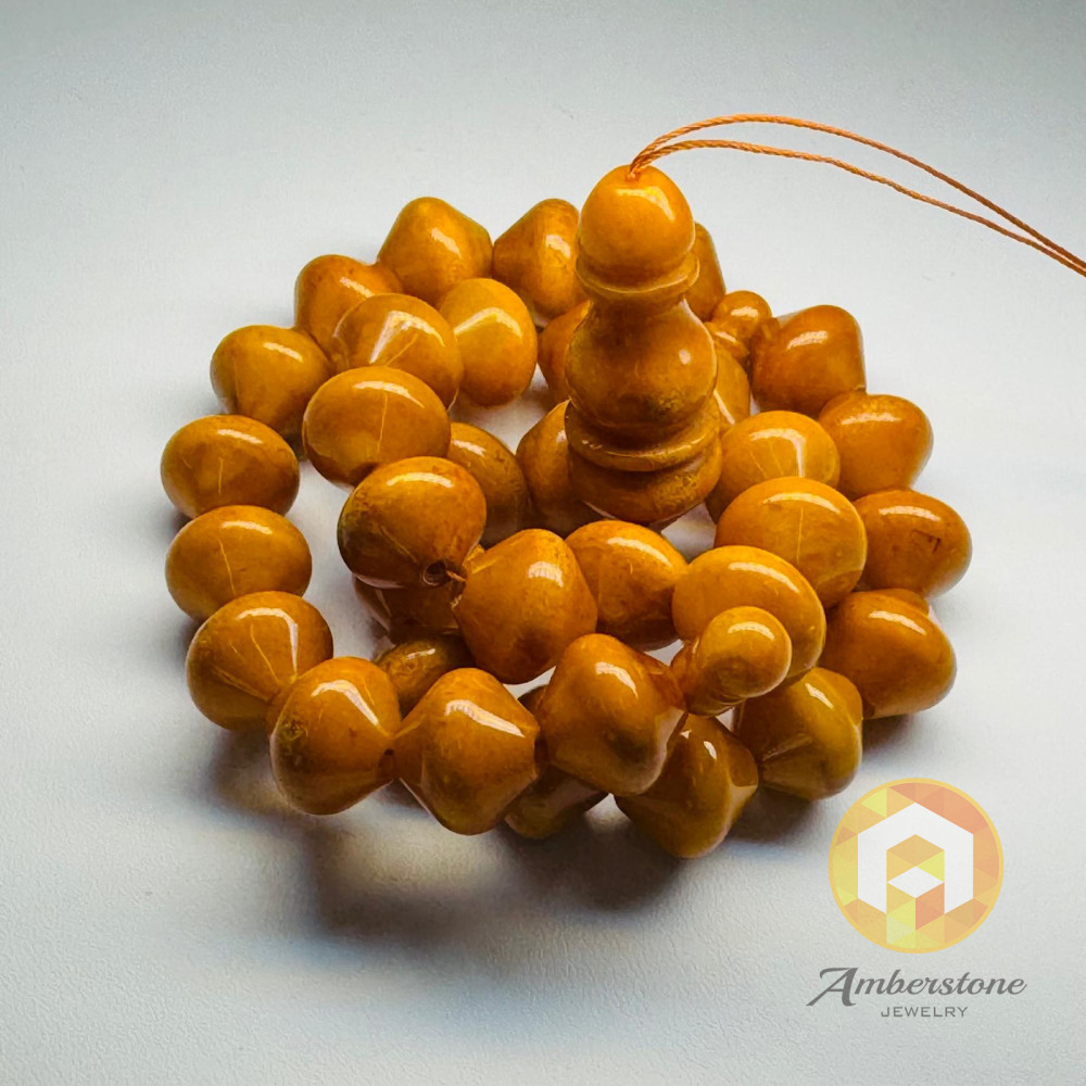 Old German Pressed Baltic Amber Misbaha Prayer