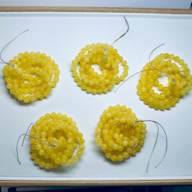 مجموعة من خمس حبات صلاة إسلامية من العنبر البلطيقي الطبيعي النقي