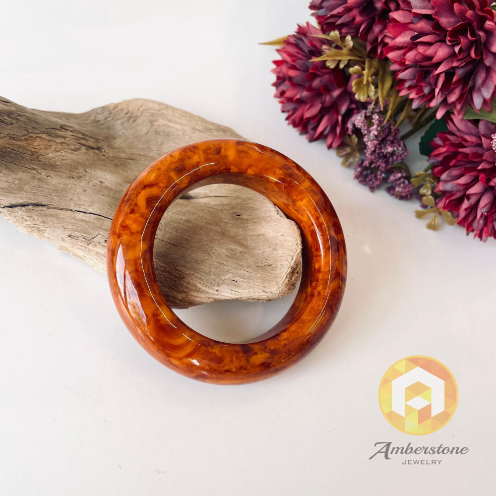 سوار مصنوع يدويًا من العنبر، كهرمان بني عتيق