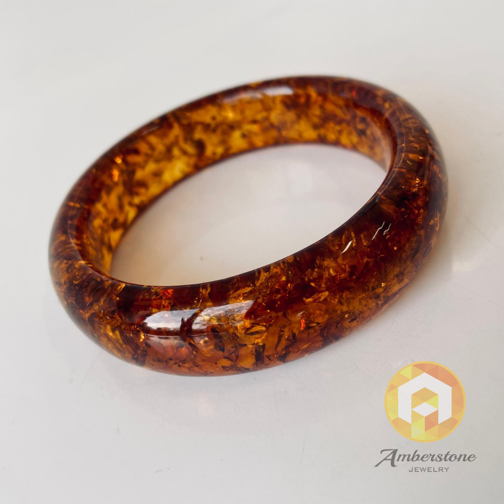 Handmade Amber Bracelet, Cognac Bangle Amber