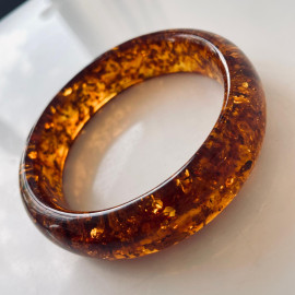 Handmade Amber Bracelet, Cognac Bangle Amber