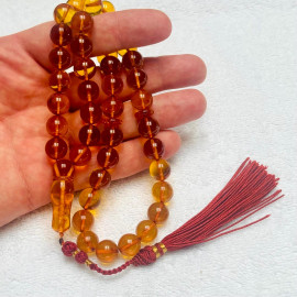 Cognac Natural Baltic Amber Islamic Prayer Beads, Misbaha Amber Beads
