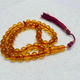 Cognac Natural Baltic Amber Islamic Prayer Beads, Misbaha Amber Beads