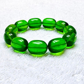 Green Amber Beaded Bracelet, Natural Amber
