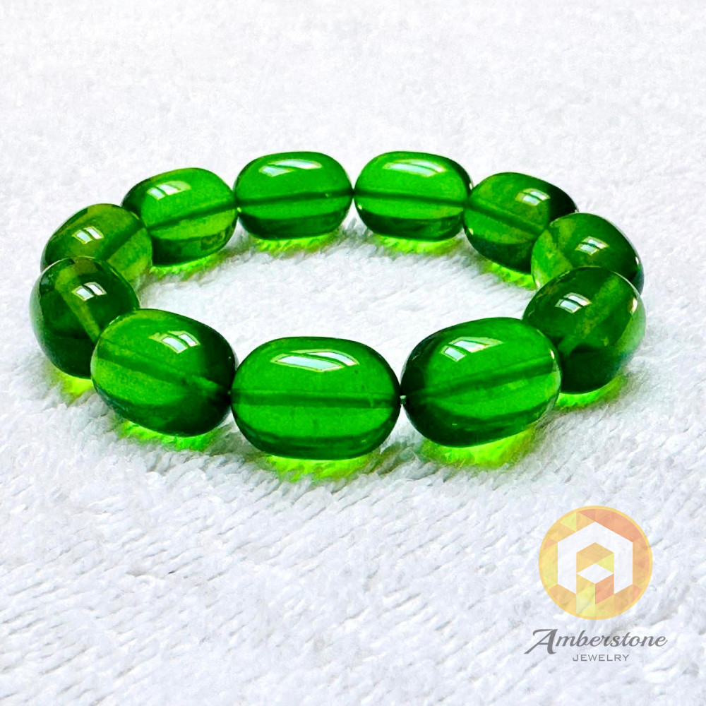 Simple Green Baltic Amber Bracelets