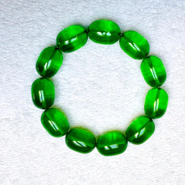 Green Amber Beaded Bracelet, Natural Amber