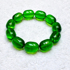 Green Amber Beaded Bracelet, Natural Amber