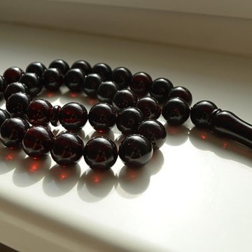 Red Cherry color Baltic Amber Islamic Prayer Beads 74.4 grams 15 mm rosary Muslim Rosary