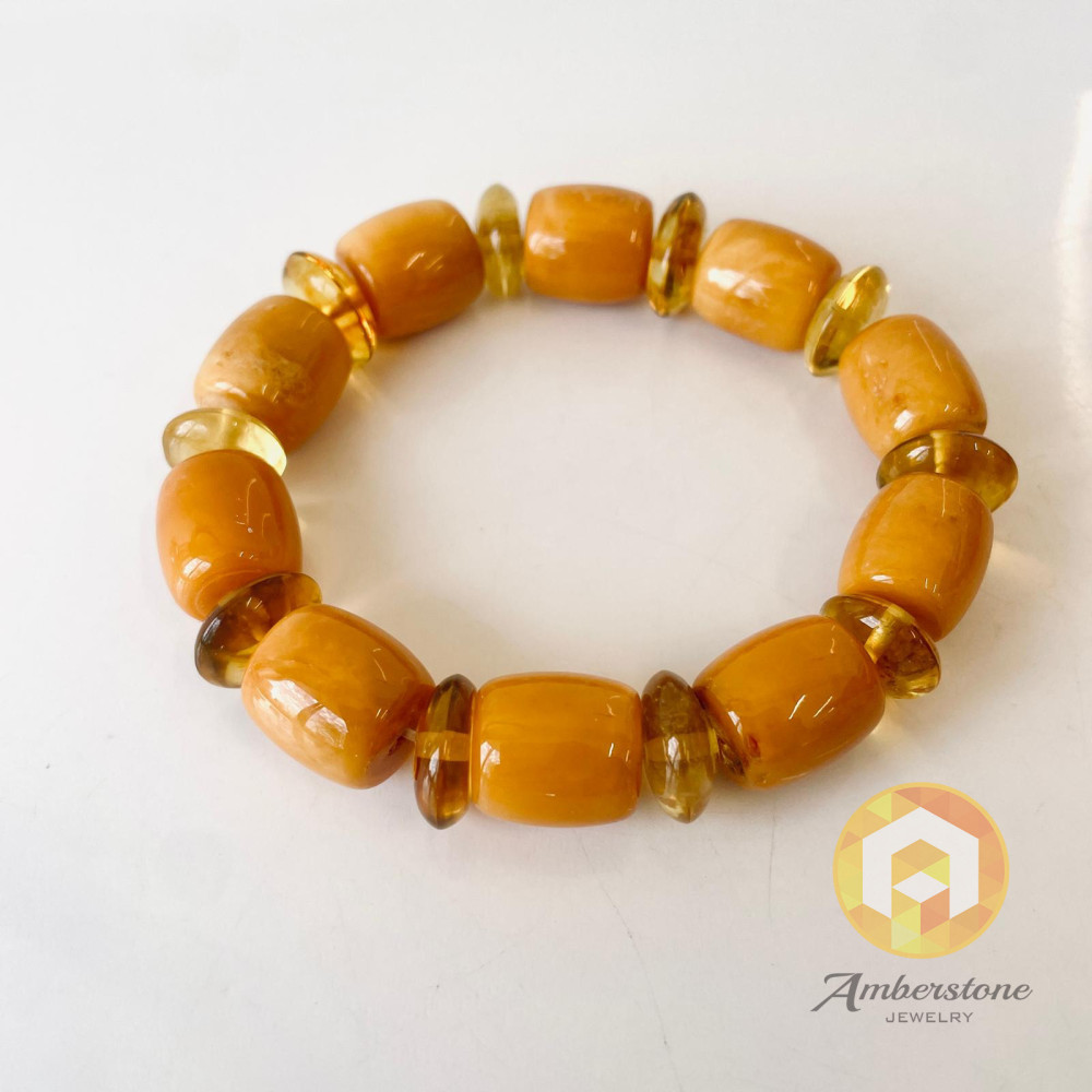 Yellow Amber Bracelet, Natural Amber Beads