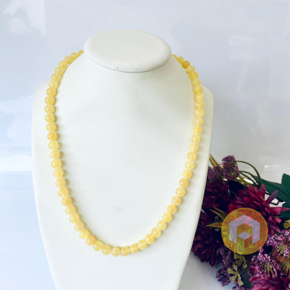 Milky White Yellow Delicate Baltic Amber Beaded Necklace