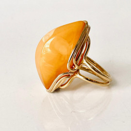 Natural Egg Yolk Baltic Amber Ring with...