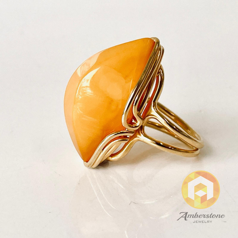 Egg Yolk Natural Baltic Amber Ring